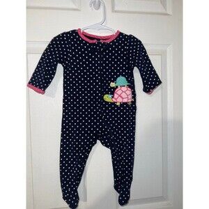 Carters Baby Girl Blue Polla Dot Turtle Footie Onesie